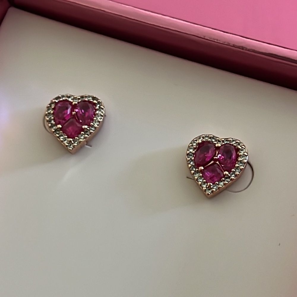 New KATE SPADE Spell It Out Heart Stud Earrings pink - Picture 6 of 8